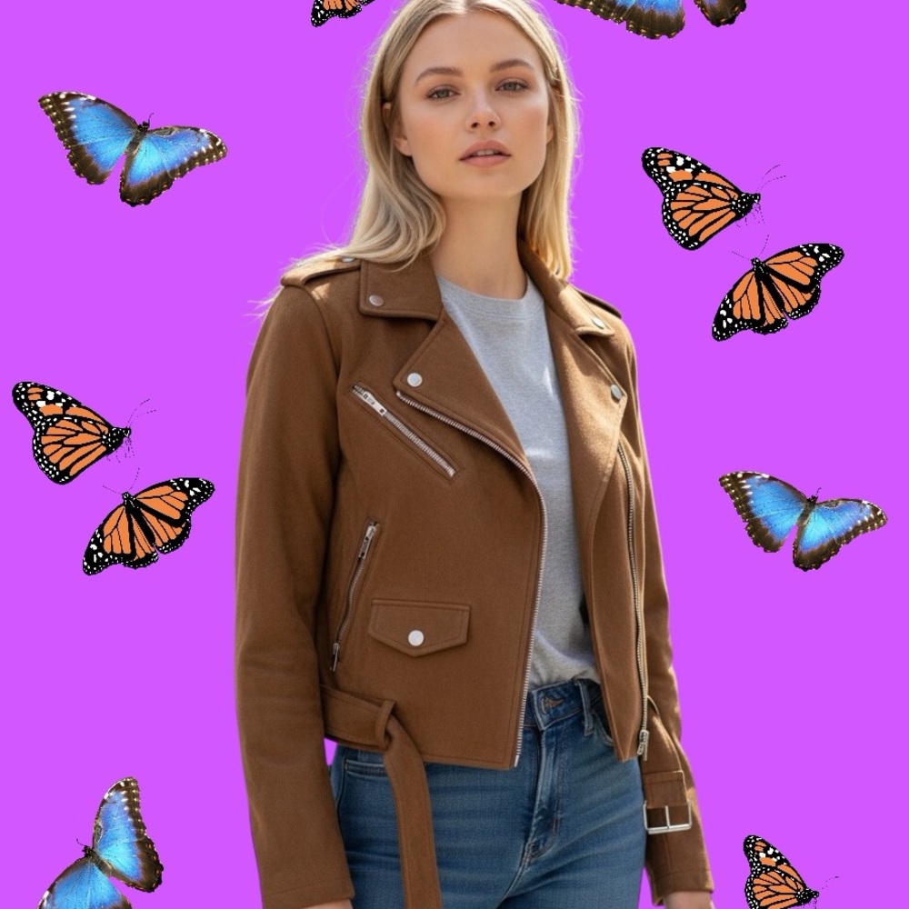 Forever 21 Women's Tan Leather Jacket - Picture 3 of 8